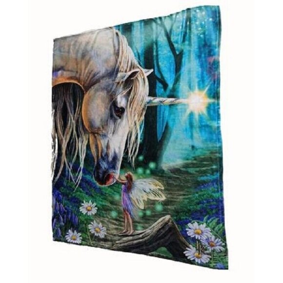 New Unicorn and Fairy Plush Fleece Throw Gift Blanket Mystical Horn Glow Magical - Picture 2 of 3